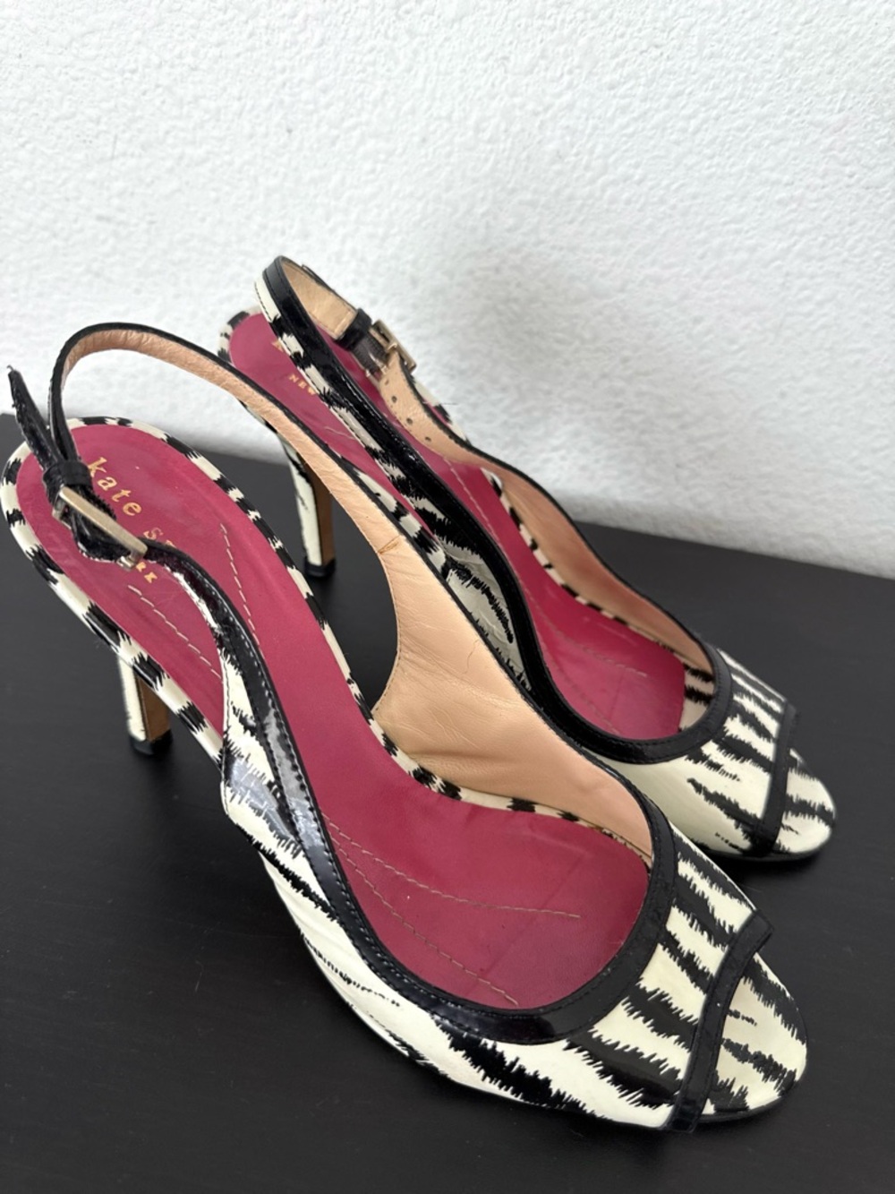 Kate Spade New York Georgette Zebra Patent Slingback Shoe Pumps Heels